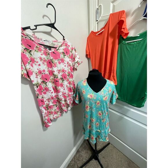 Doubles Women's Short Sleeve T-Shirts Set of 5 Multicolor Floral S - Picture 5 of 15